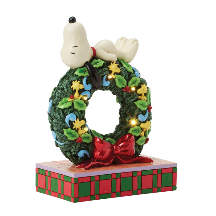 Enesco Snoopy Sleeping On LED Wreath