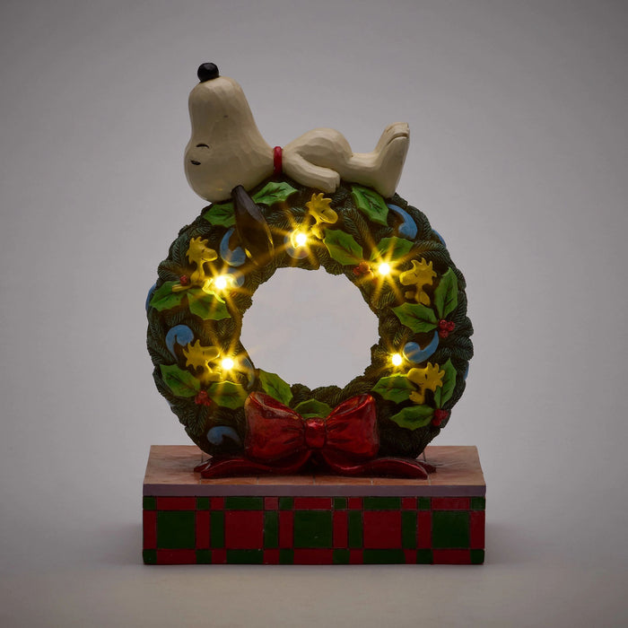Enesco Snoopy Sleeping On LED Wreath