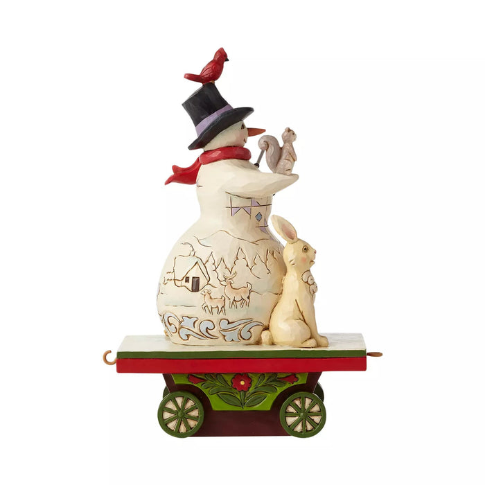 Enesco Snowman On Train Car