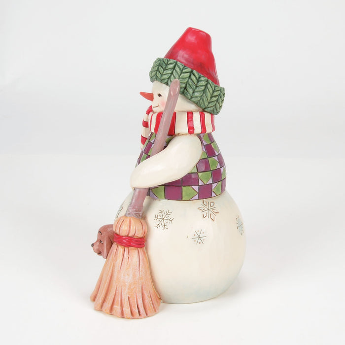 Enesco Snowman With Dog Peeking Fig