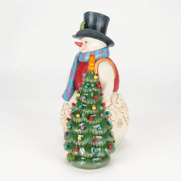 Enesco Snowman With Vintage LED Tree