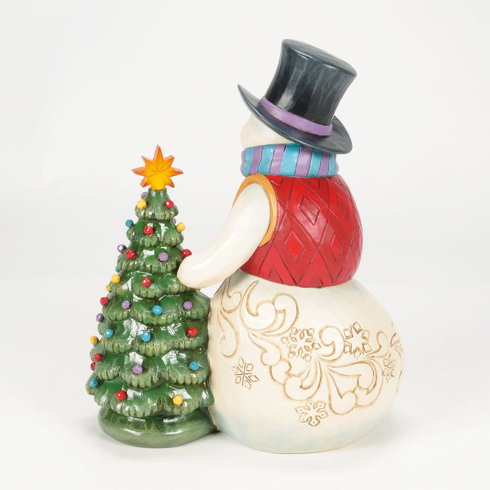 Enesco Snowman With Vintage LED Tree