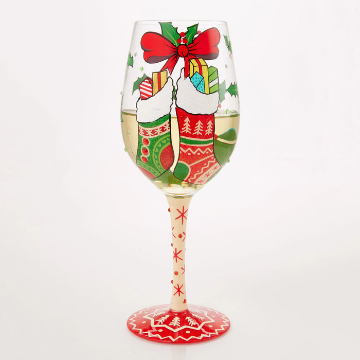 Enesco Stockings With Care Wine Glass