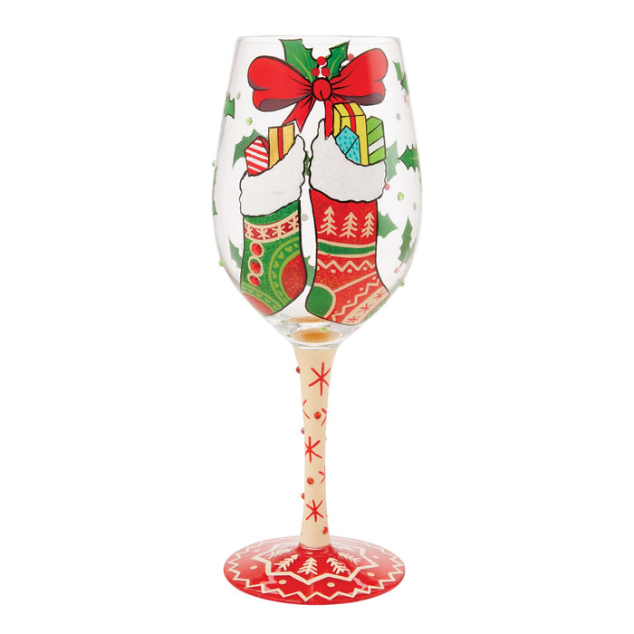 Enesco Stockings with Care Wine Glass