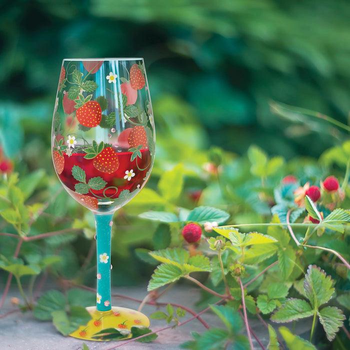 Enesco Strawberry Patch Wine Glass
