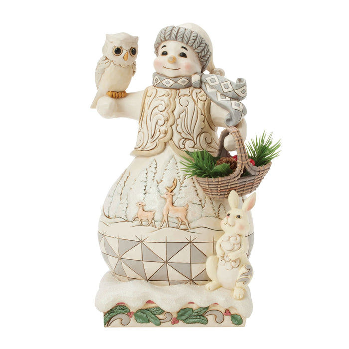 Enesco Wdlnd Snowman With Basket Fig
