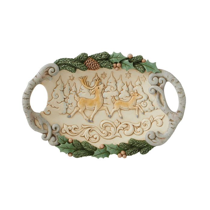 Enesco White Woodland Decorative Tray