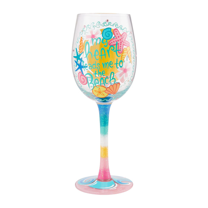 Enesco Wine Glass Beach Life