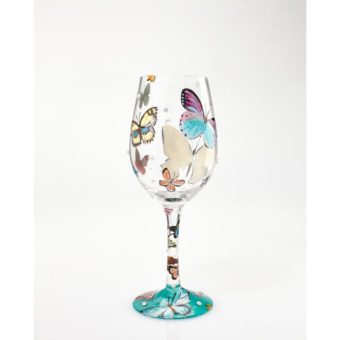 Enesco Wine Glass Butterflies