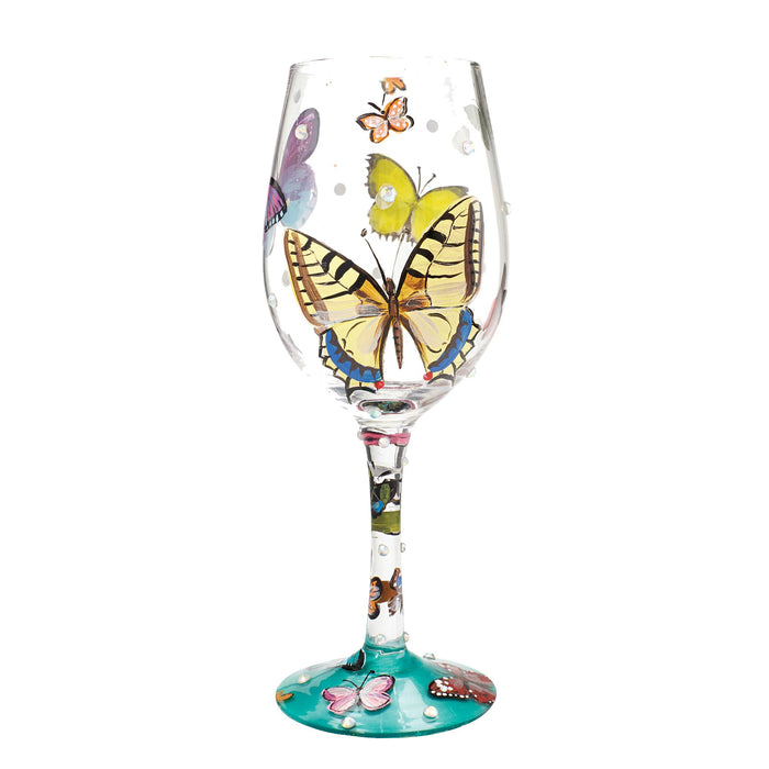 Enesco Wine Glass Butterflies