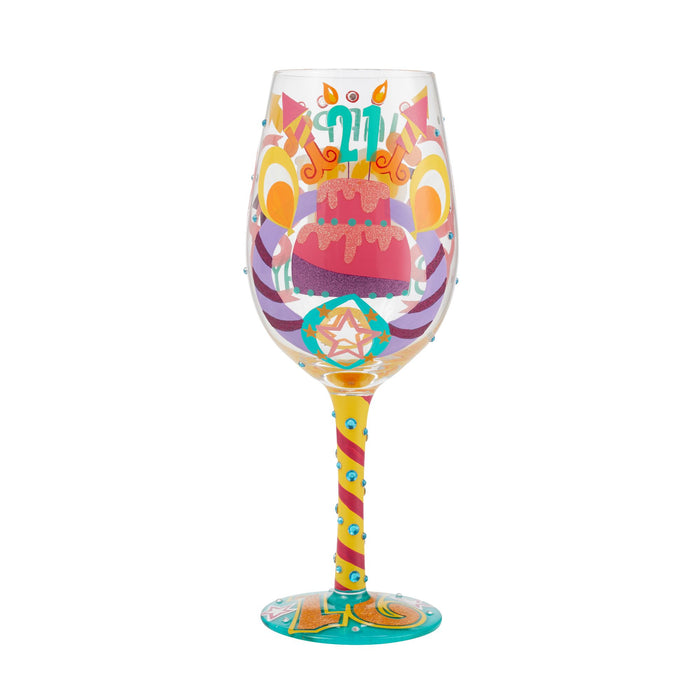 Enesco Wine Glass Happy 21st Birthday