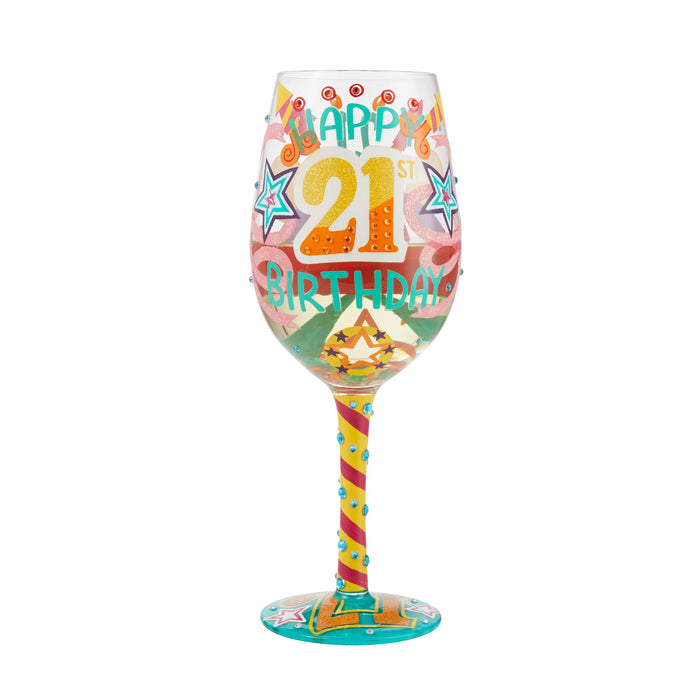 Enesco Wine Glass Happy 21st Birthday