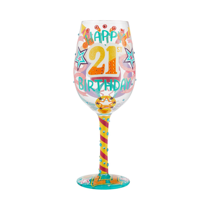 Enesco Wine Glass Happy 21st Birthday