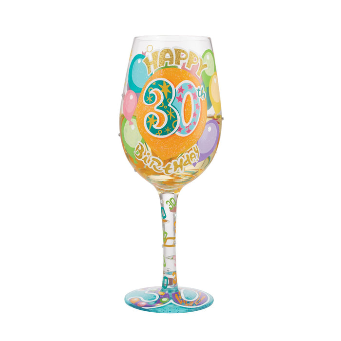 Enesco Wine Glass Happy 30th Birthday