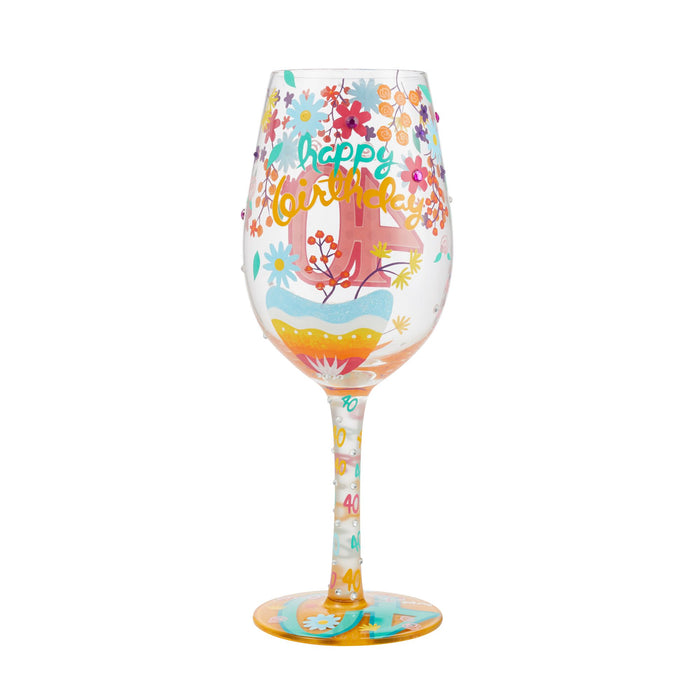 Enesco Wine Glass Happy 40th Birthday