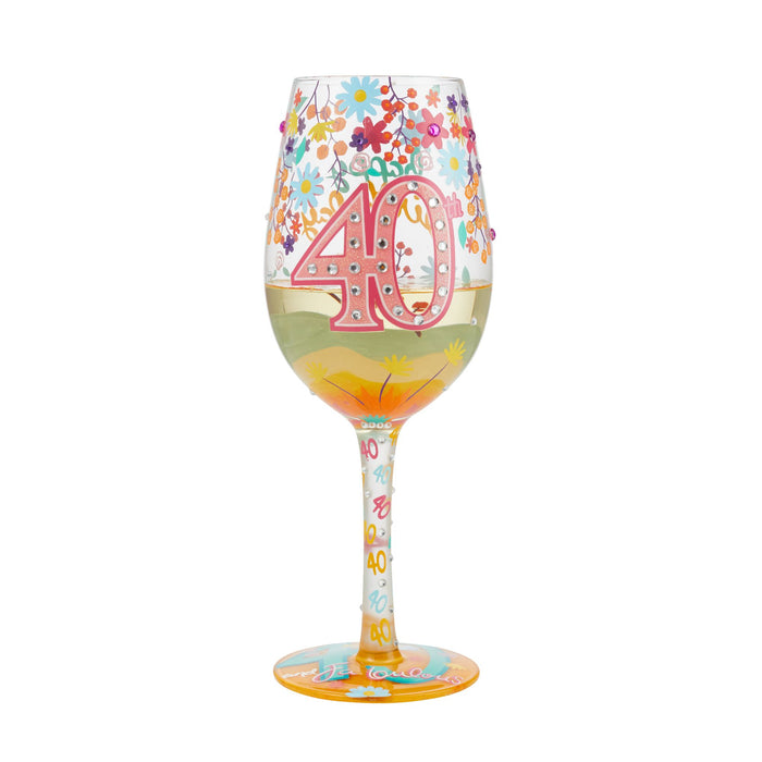 Enesco Wine Glass Happy 40th Birthday
