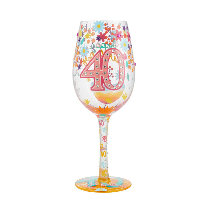 Enesco Wine Glass Happy 40th Birthday