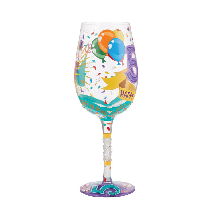 Enesco Wine Glass Happy 50th Birthday