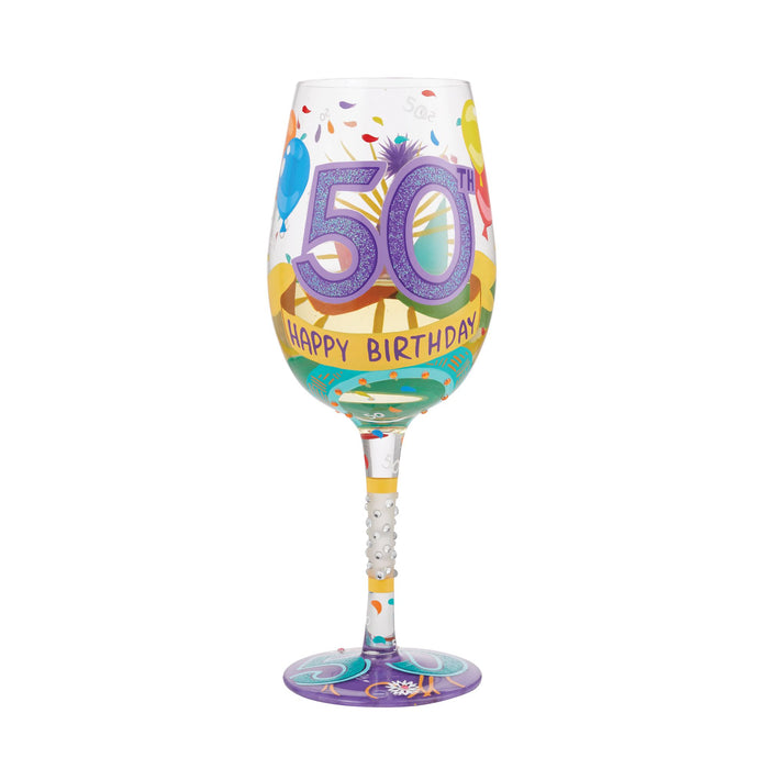Enesco Wine Glass Happy 50th Birthday