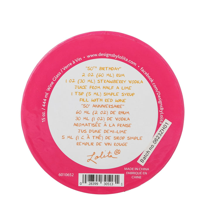 Enesco Wine Glass Happy 50th Birthday