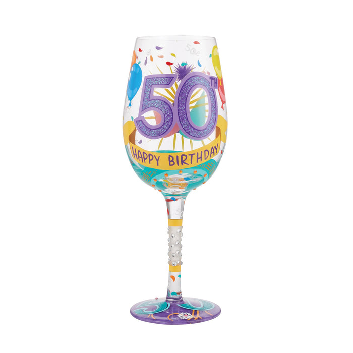Enesco Wine Glass Happy 50th Birthday