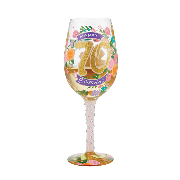 Enesco Wine Glass Happy 70th Birthday