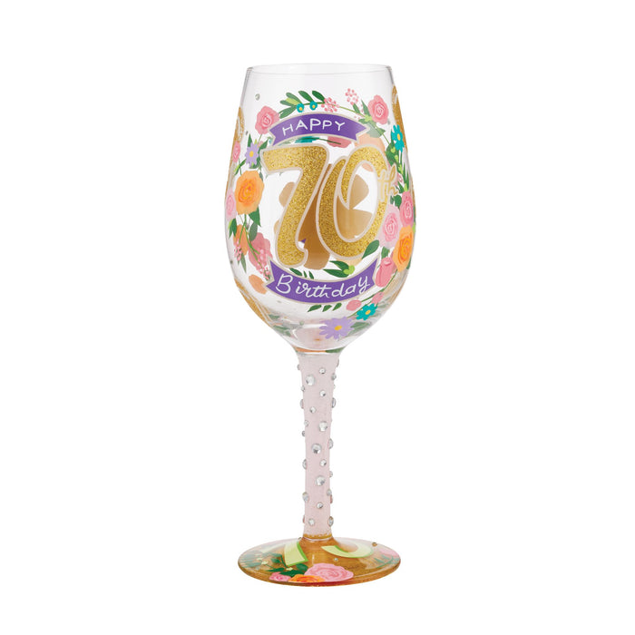 Enesco Wine Glass Happy 70th Birthday