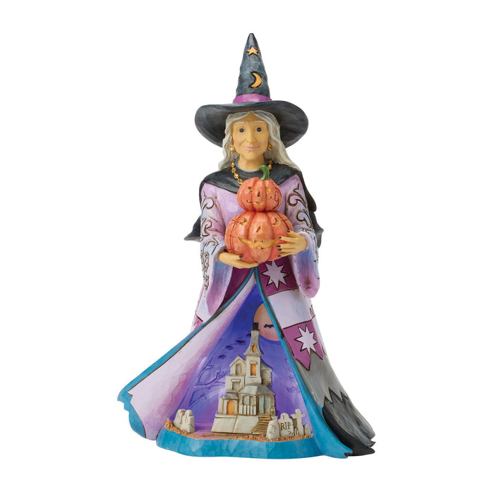 Enesco Witch Holding Pumpkins LED Fig