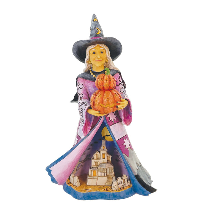 Enesco Witch Holding Pumpkins LED Fig